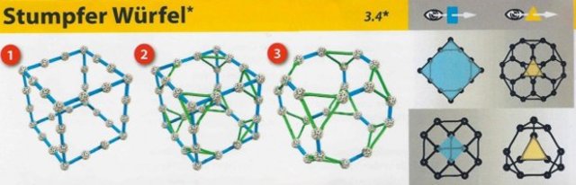 Zometool Anleitung archimedischer Körper: abgestumpfter Hexaeder